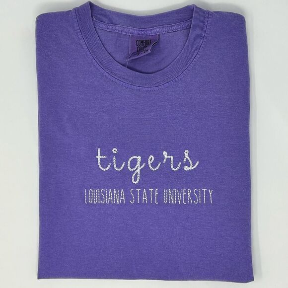LSU Tigers Embroidered Comfort Colors Tee - Picture 2 of 2